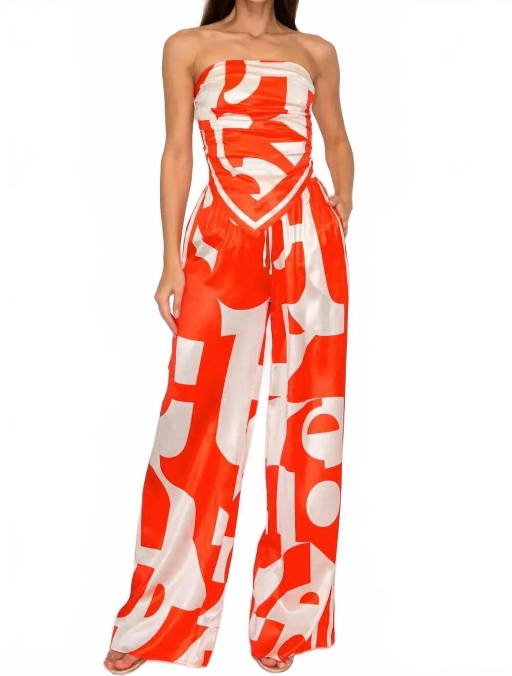 NEW HER BOTTARI women's satin effect tube set in orange